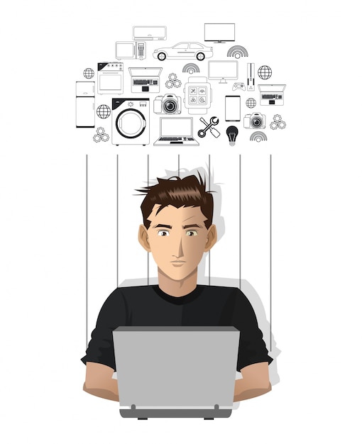 A visual representation of a person working on a laptop with icons surrounding them representing various employee benefits such as healthcare, retirement, and paid time off. The icons are interconnected, symbolizing the integration and accessibility of benefits within the gig economy. The person is smiling, which represents the general view of job satisfaction and accessibility.