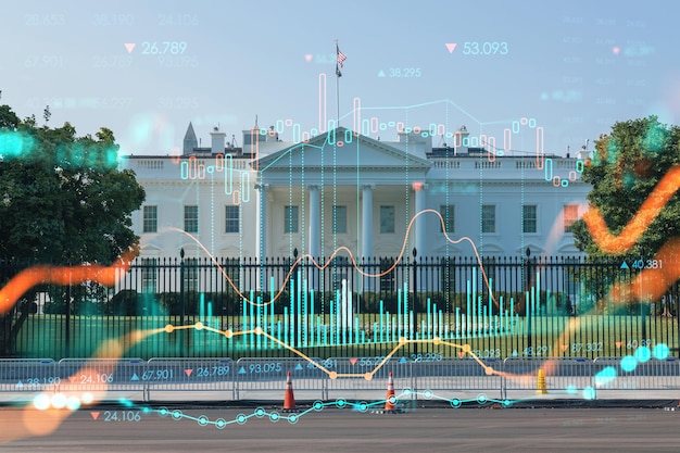 A depiction of the Federal Reserve building with a chart overlayed showing the relationship between interest rates and inflation, indicating the Fed's role in monetary policy.