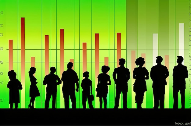 A visual representation of employment data, including a line graph showing the unemployment rate and bar charts displaying job creation across different sectors.