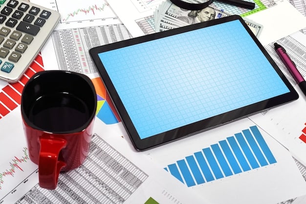 A calculator with financial charts on a desk, emphasizing calculation and financial planning to reach a million-dollar retirement goal.