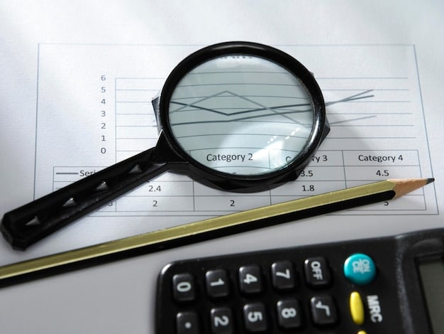 A magnifying glass over a credit report, highlighting the importance of regular monitoring for fraudulent activity.