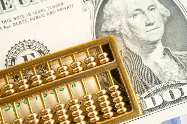 A close-up shot of a calculator with dollar bills and coins scattered around it, symbolizing budget planning in the face of inflation.