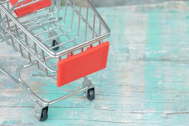 A close-up of a credit card with a small icon of a grocery cart, emphasizing rewards for grocery purchases. The card is set against a background of various grocery items.