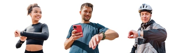 A collage of images representing various voluntary benefits: a person using a fitness tracker, a family enjoying a vacation, and a financial advisor meeting with an employee. The image illustrates the breadth and diversity of available voluntary benefits.