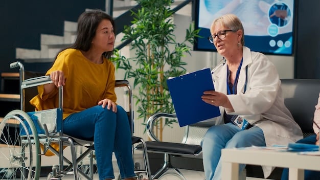 A doctor consulting with a patient, emphasizing the importance of medical documentation for disability claims.