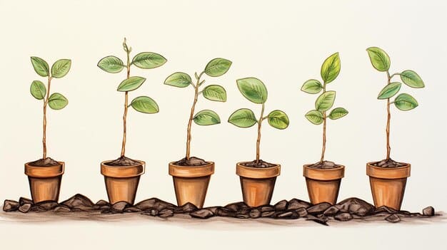 An illustration showing two hands, one planting seeds labeled 
