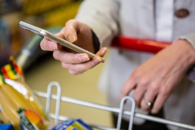 A close-up shot of a person using a smartphone to research fair market values of donated items, highlighting the importance of accurate valuation for tax purposes.