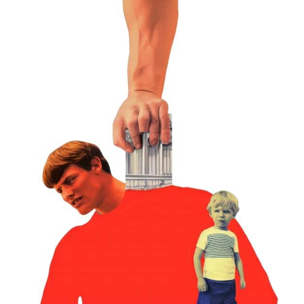 A conceptual image representing future generations burdened by debt. The visual should depict young people carrying a symbolic heavy load labeled 
