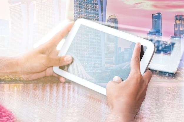 A digital tablet displaying property tax data and graphs. A hand is pointing at the screen, emphasizing data analysis. The color scheme is professional and the visuals are clear.